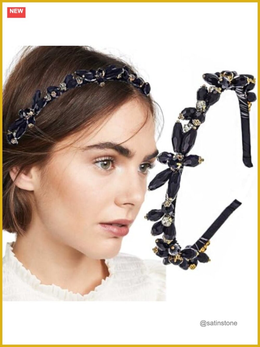 Rhinestone Crystal Headband Sparkle Beaded Thin Hair Accessory